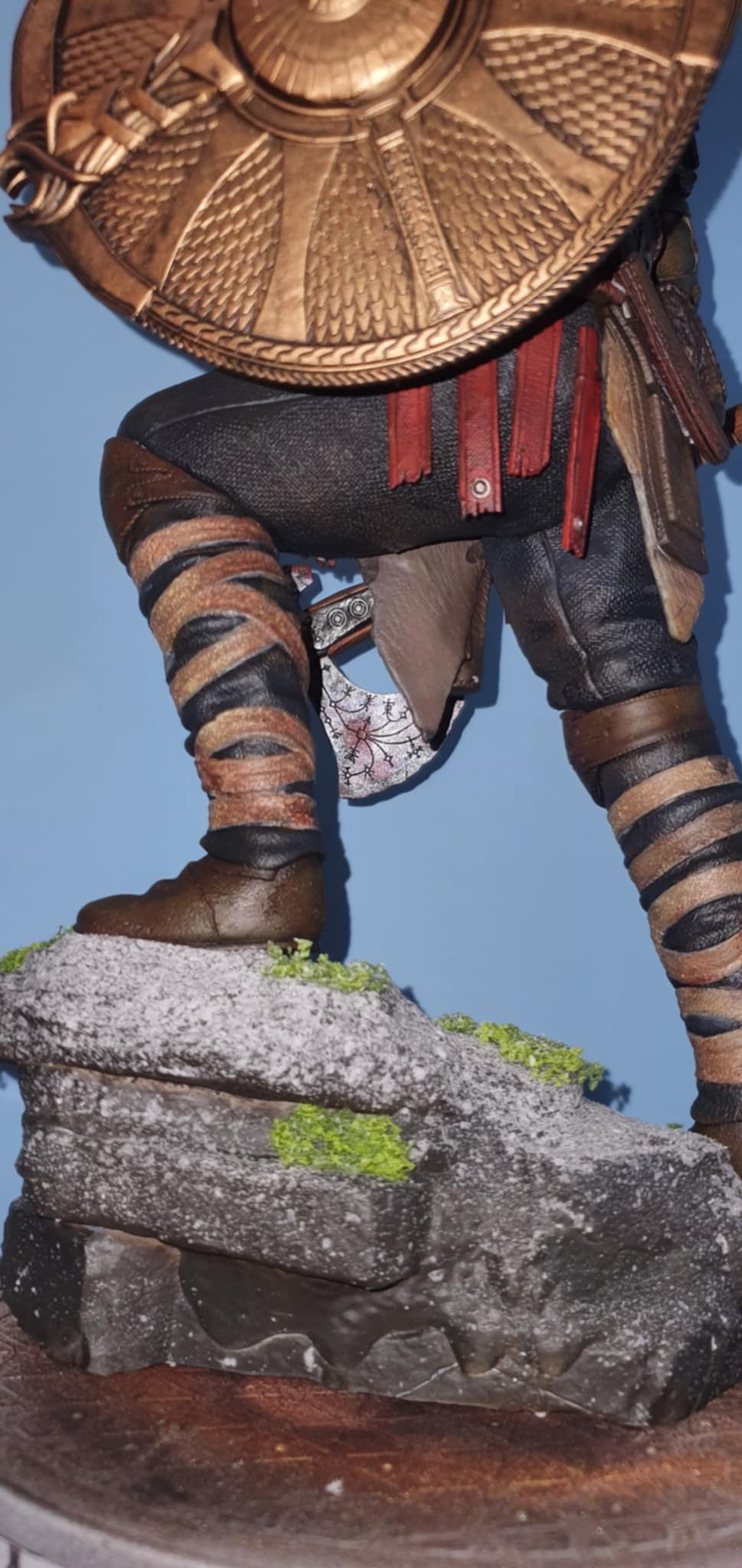 Hand-painted Kratos collector statue details